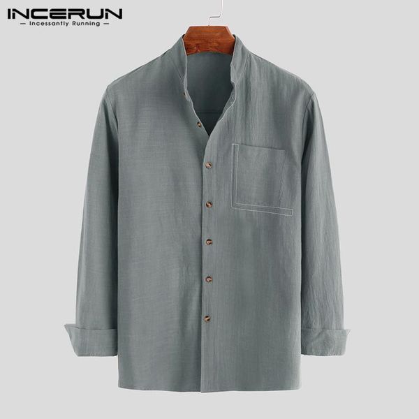 men's casual shirts incerun 2021 vintage shirt men stand collar solid color streetwear cotton long sleeve leisure chinese style, White;black
men's casual shirts incerun 2021 vintage shirt men stand collar solid color streetwear cotton long sleeve leisure chinese style, White;black