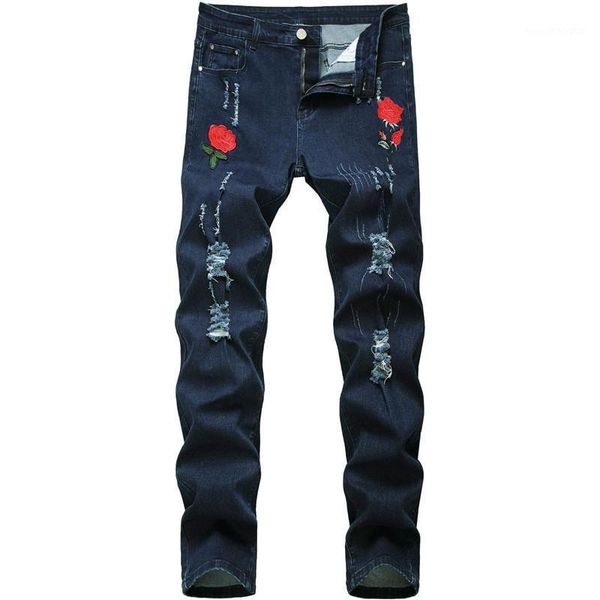 men's jeans kimsere fashion men's ripped pants with rose embroidery hi street distressed denim trousers washed blue stretchy1
men's jeans kimsere fashion men's ripped pants with rose embroidery hi street distressed denim trousers washed blue stretchy1