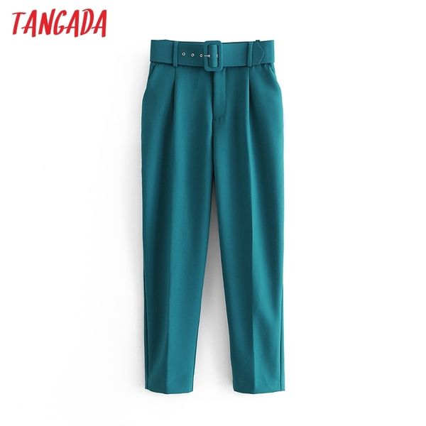 tangada 2020 autumn winter green suit woman high waist sashes pockets office ladies fashion solid pants lj201130, Black;white
tangada 2020 autumn winter green suit woman high waist sashes pockets office ladies fashion solid pants lj201130, Black;white