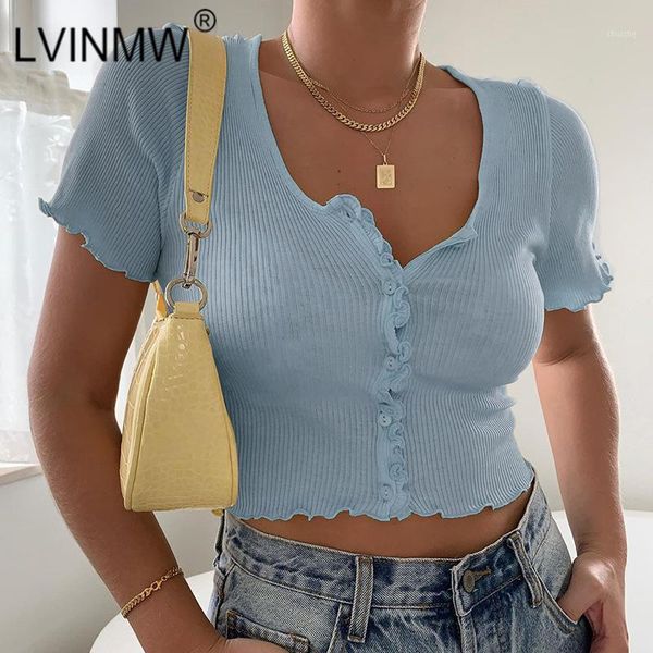 lvinmw round neck ruffles sleeve single breasted candy color crop 2020 summer women rib knit casual fashion streetwear1, White
lvinmw round neck ruffles sleeve single breasted candy color crop 2020 summer women rib knit casual fashion streetwear1, White