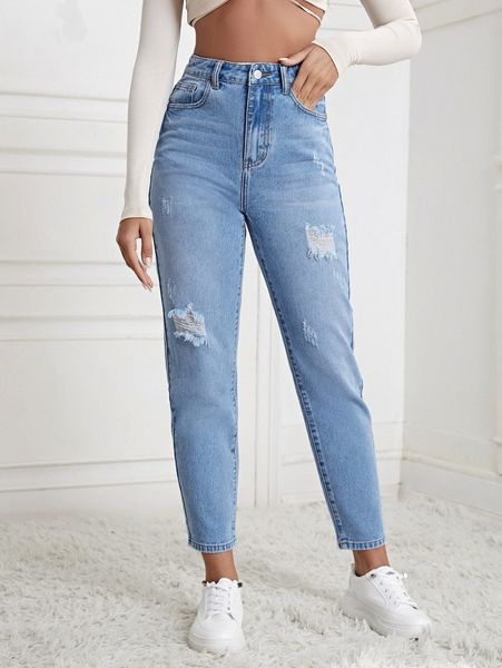 high waist ripped jeans o3ph#, Blue
high waist ripped jeans o3ph#, Blue