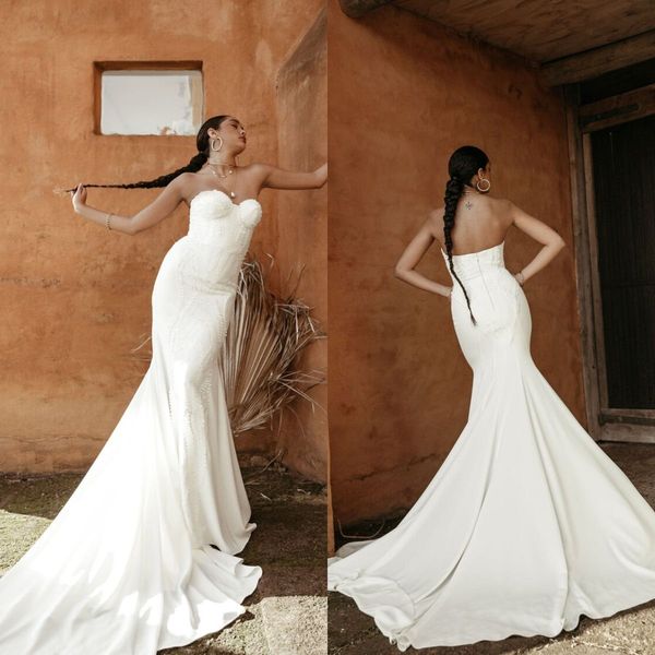 2021 mermaid wedding dresses sweetheart satin bridal gowns custom made backless sweep train wedding dress robe de mariee, White
2021 mermaid wedding dresses sweetheart satin bridal gowns custom made backless sweep train wedding dress robe de mariee, White