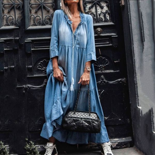 2020 bohemian women denim dresses summer casual loose vintage maxi fashion boho dress female vestidos ruffle v-neck 1017, White;black
2020 bohemian women denim dresses summer casual loose vintage maxi fashion boho dress female vestidos ruffle v-neck 1017, White;black