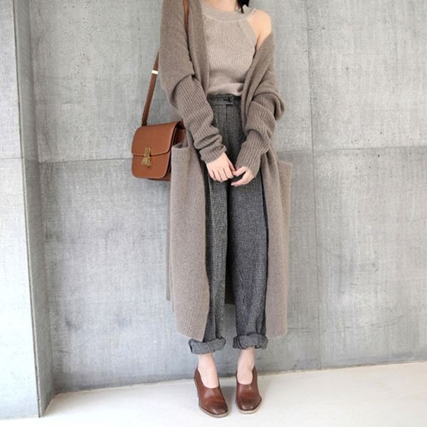 women's knitting coat new style autumn winter korean-style long cardigan thickened knitting casual black sweater coat 929b 201202, White;black
women's knitting coat new style autumn winter korean-style long cardigan thickened knitting casual black sweater coat 929b 201202, White;black