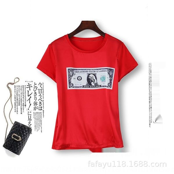 2020 new women's short-sleeved t-shirt round t-shirt silksilk and silk neck korean style fashion printing sbc02, White
2020 new women's short-sleeved t-shirt round t-shirt silksilk and silk neck korean style fashion printing sbc02, White