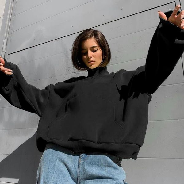 women's hoodies & sweatshirts solid color sweatshirt women oversized long sleeve pullover fashion loose casual turtleneck 2021 winter, Black
women's hoodies & sweatshirts solid color sweatshirt women oversized long sleeve pullover fashion loose casual turtleneck 2021 winter, Black