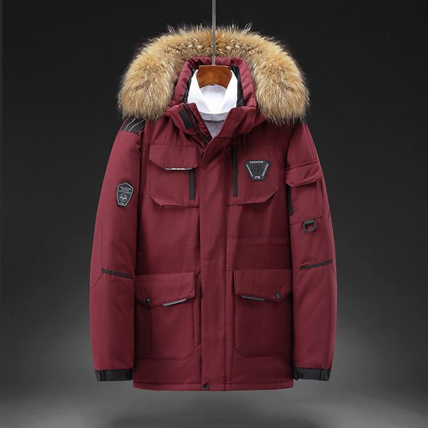 men's winter down jacket thickened men's white duck down jacket outdoor hooded jacket tooling warm and windproof neutral coat size, Black
men's winter down jacket thickened men's white duck down jacket outdoor hooded jacket tooling warm and windproof neutral coat size, Black