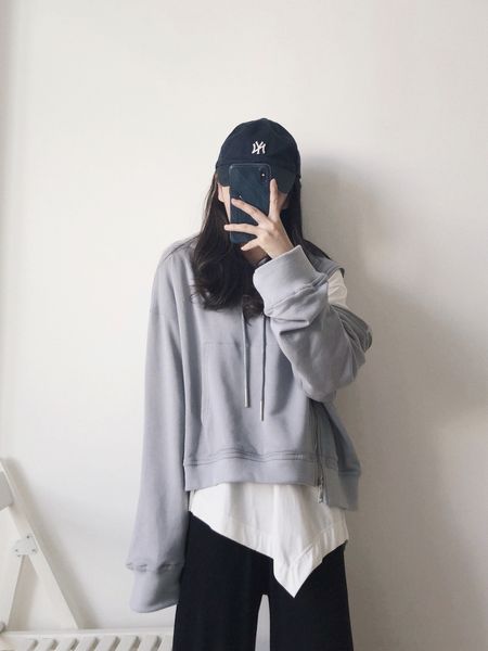 cqr6d hooded style 2020 sweater women's loose korean gray spring and autumn thin lazy coatshoulder zipper sweatercoat sweaterh6vcl, Black
cqr6d hooded style 2020 sweater women's loose korean gray spring and autumn thin lazy coatshoulder zipper sweatercoat sweaterh6vcl, Black