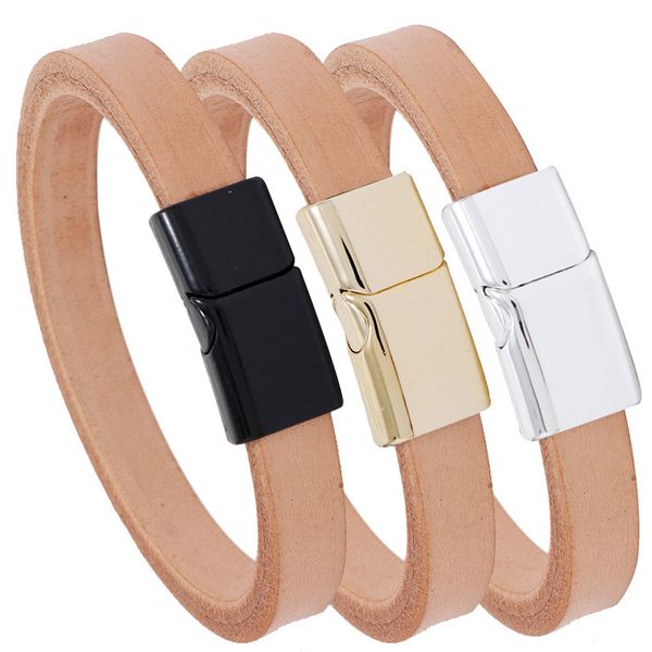 new accessories simple smooth natural color leather bracelet personality trend magnet buckle men's bracelet, Silver
new accessories simple smooth natural color leather bracelet personality trend magnet buckle men's bracelet, Silver