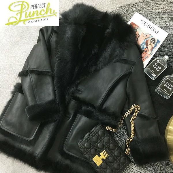 women's fur & faux women double-faced winter coat wool real merino coats warm thickening motocycle outwear 2021 mf414, Black
women's fur & faux women double-faced winter coat wool real merino coats warm thickening motocycle outwear 2021 mf414, Black