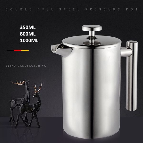 350 700 1000ml 304 stainless steel french press cafetiere coffee maker double walled construction q0109
350 700 1000ml 304 stainless steel french press cafetiere coffee maker double walled construction q0109