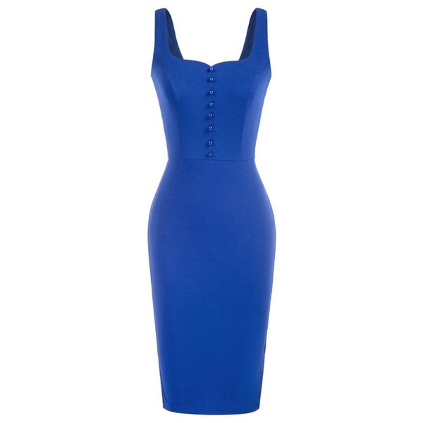 women square neck bodycon dress sleeveless u-back hips-wrapped silhouette eight decoration buttons in the front, Black;gray
women square neck bodycon dress sleeveless u-back hips-wrapped silhouette eight decoration buttons in the front, Black;gray