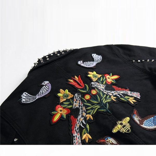 punk style new design autumn denim jacket bird bee floral embroidery coat slim black rivet motorcycle black jeans jackets, Black;brown
punk style new design autumn denim jacket bird bee floral embroidery coat slim black rivet motorcycle black jeans jackets, Black;brown