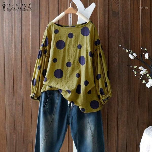 women's blouses & shirts zanzea women vintage polka dot blouse summer shirt casual o neck long sleeve tunic loose blusas chemise plus, White
women's blouses & shirts zanzea women vintage polka dot blouse summer shirt casual o neck long sleeve tunic loose blusas chemise plus, White