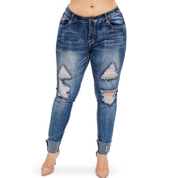 women's jeans vestlinda plus size pants zip ripped pencil distressed women skinny mid waist hole ladies trousers 2021, Blue 
women's jeans vestlinda plus size pants zip ripped pencil distressed women skinny mid waist hole ladies trousers 2021, Blue