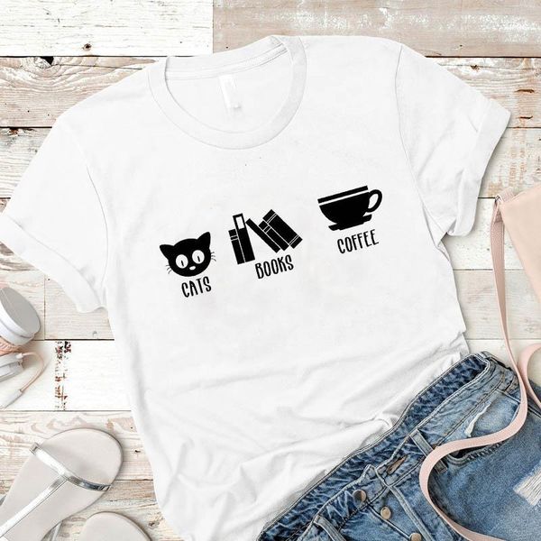 women lady t shirt cat book coffee printed tshirt ladies short sleeve loose tee shirt women female clothes graphic t-shirt, White
women lady t shirt cat book coffee printed tshirt ladies short sleeve loose tee shirt women female clothes graphic t-shirt, White