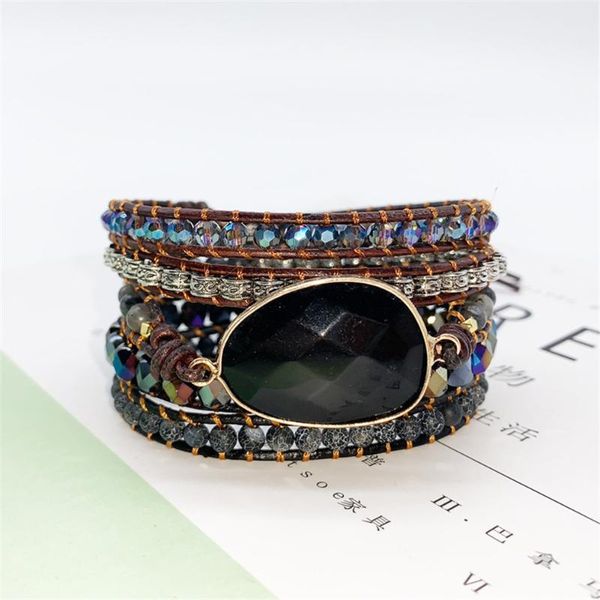 1pcs black stone pendant woven multi-layer leather bracelet creative ethnic style simple beaded bracelet drop shipping
1pcs black stone pendant woven multi-layer leather bracelet creative ethnic style simple beaded bracelet drop shipping