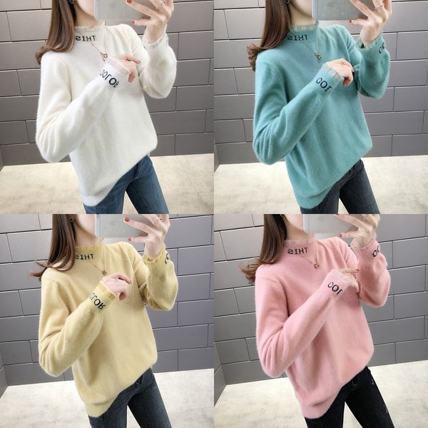 y2vf7 fall winter new lace bottoming high neckline mink sweater for women's 2020 sweaterlace sweaterloose wear and korean half fashio, White;black
y2vf7 fall winter new lace bottoming high neckline mink sweater for women's 2020 sweaterlace sweaterloose wear and korean half fashio, White;black