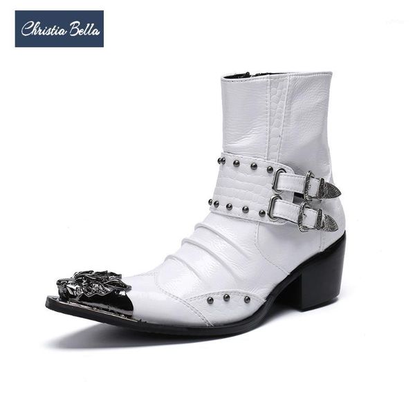 christia bella rivets men genuine leather boots white party dress shoes plus size metal pointed toe motorcycle boot1, Black
christia bella rivets men genuine leather boots white party dress shoes plus size metal pointed toe motorcycle boot1, Black