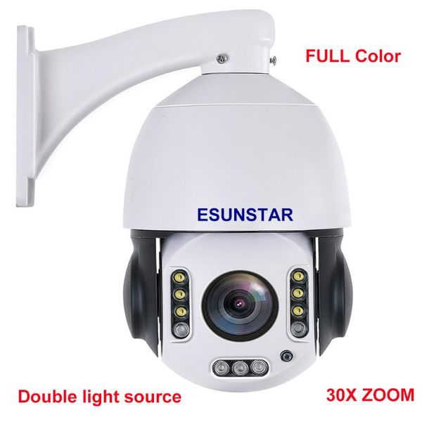 

full color double light source wireless 5mp 30x zoom humanoid auto tracking sony imx 335 ptz speed dome ip camera mic speake