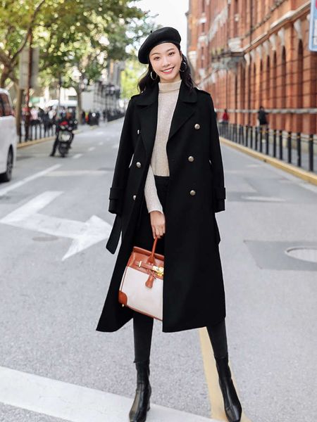 1black double sided cashmere women's middle long 2020 new winter high end wool hepburn tweed coat8uy, Black
1black double sided cashmere women's middle long 2020 new winter high end wool hepburn tweed coat8uy, Black