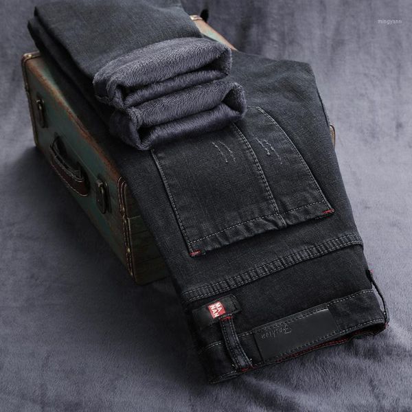 men winter jeans black fleece warm pants solid color straight full length pants plus size trousers casual street wear jeans men1, Blue
men winter jeans black fleece warm pants solid color straight full length pants plus size trousers casual street wear jeans men1, Blue