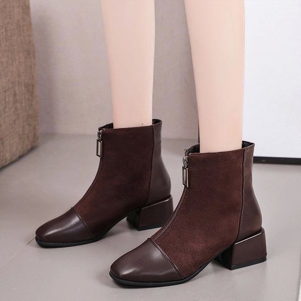 women ankle boots ladies suede zipper square-toe woman mid thick heels women's boot elegant female soft pu leather autumn #jz0h, Black
women ankle boots ladies suede zipper square-toe woman mid thick heels women's boot elegant female soft pu leather autumn #jz0h, Black