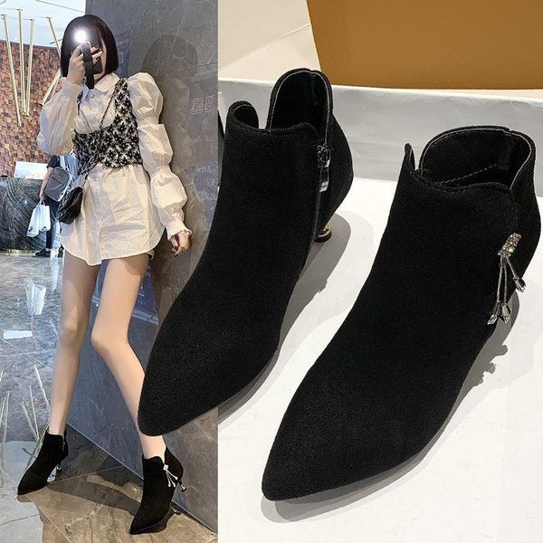 women's mid calf boots pointe shoes booties ladies luxury designer round toe low heels booties boots-women winter, Black
women's mid calf boots pointe shoes booties ladies luxury designer round toe low heels booties boots-women winter, Black