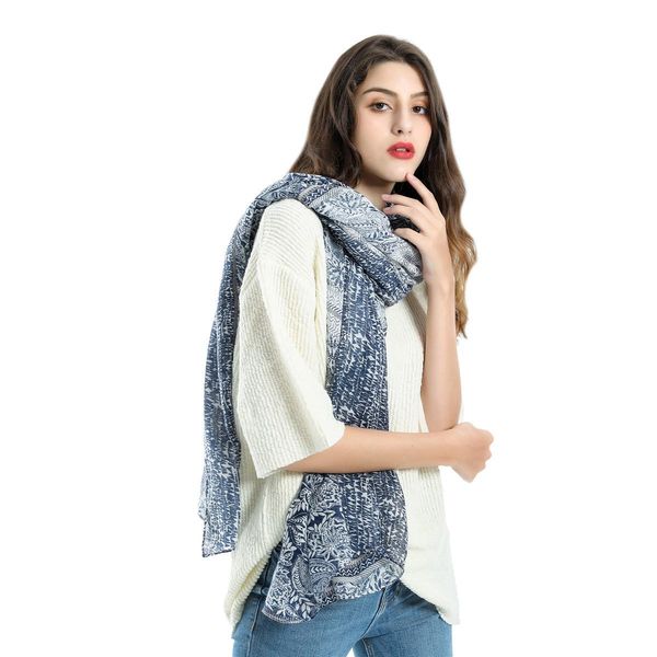 new geometric flower pattern sequins embellish the street cotton and hemp fresh fashion scarf, Blue;gray
new geometric flower pattern sequins embellish the street cotton and hemp fresh fashion scarf, Blue;gray