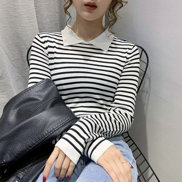 zbfkk spring and autumn 2020 knitwear knitwear new korean pullover women polo collar loose pullover striped thin sweater early autumn clothe, White;black
zbfkk spring and autumn 2020 knitwear knitwear new korean pullover women polo collar loose pullover striped thin sweater early autumn clothe, White;black