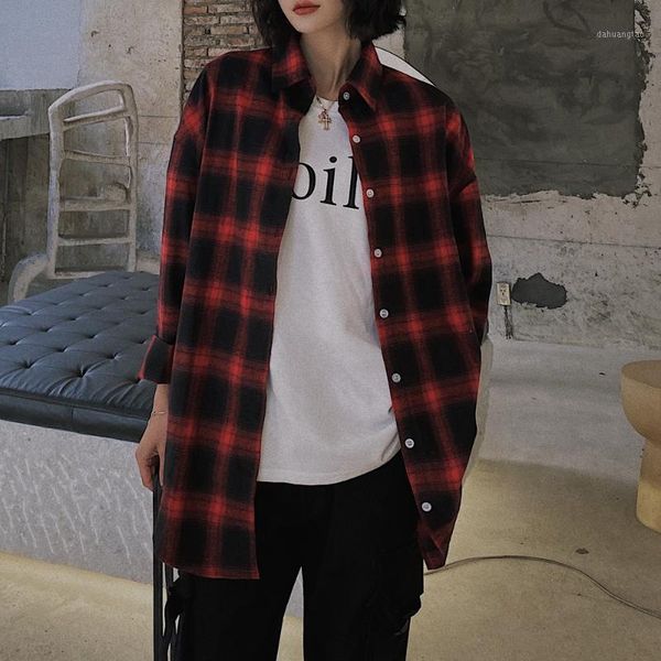 red plaid casual blouses vintage goth shirts korean fashion chic plus size oversize blouse women loose 2020 autumn new1, White
red plaid casual blouses vintage goth shirts korean fashion chic plus size oversize blouse women loose 2020 autumn new1, White