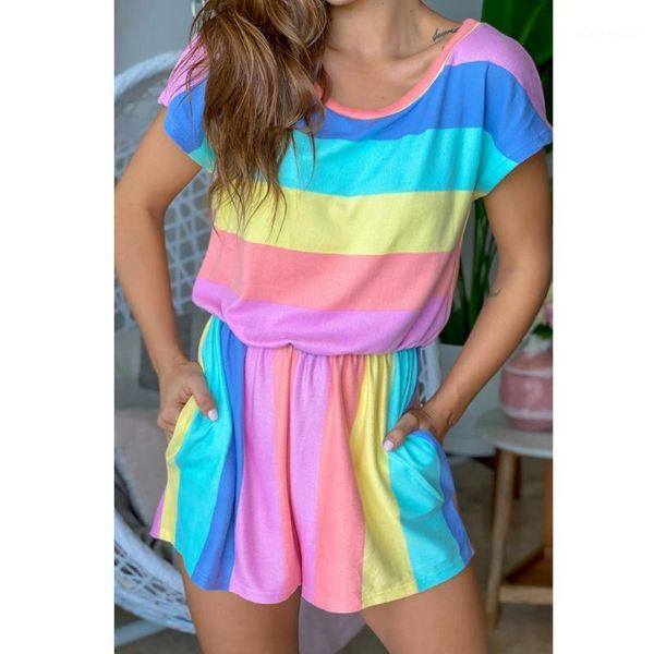 women's jumpsuits & rompers bodysuit women summer adjustable waist drawstring short jumpsuit romper loose rainbow striped print casual, Black;white
women's jumpsuits & rompers bodysuit women summer adjustable waist drawstring short jumpsuit romper loose rainbow striped print casual, Black;white