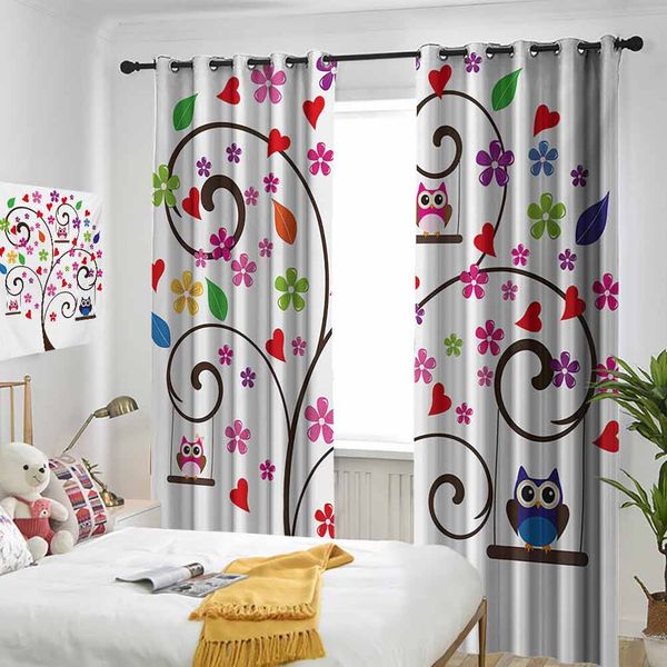 thermal insulated room darkening window shade spring tree with curly branches colorful fresh blossoms cute owls swinging curtain
thermal insulated room darkening window shade spring tree with curly branches colorful fresh blossoms cute owls swinging curtain