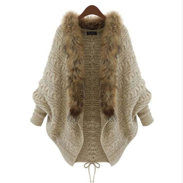 women's sweaters 1 piece trendy women knitting cardigan csaual clothinig polyester hair fur collar batwing sleeve autumn coat, White;black
women's sweaters 1 piece trendy women knitting cardigan csaual clothinig polyester hair fur collar batwing sleeve autumn coat, White;black