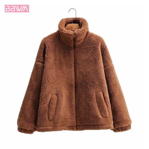 faux fur lapel long sleeves thick warm women's zipper jacket coat vintage lamb fur casual loose chic female, Black
faux fur lapel long sleeves thick warm women's zipper jacket coat vintage lamb fur casual loose chic female, Black