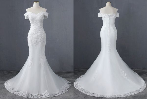 fashion off shoulders wedding gown dresses mermaid cap short sleeves applique sequins bead court train wedding bridal gowns plus size, White
fashion off shoulders wedding gown dresses mermaid cap short sleeves applique sequins bead court train wedding bridal gowns plus size, White