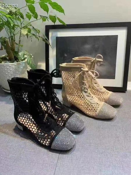 spring and autumn new low heel boots diamond mesh women's short boots leather fashion zipper luxury designer round head with shoebox 35, Black
spring and autumn new low heel boots diamond mesh women's short boots leather fashion zipper luxury designer round head with shoebox 35, Black