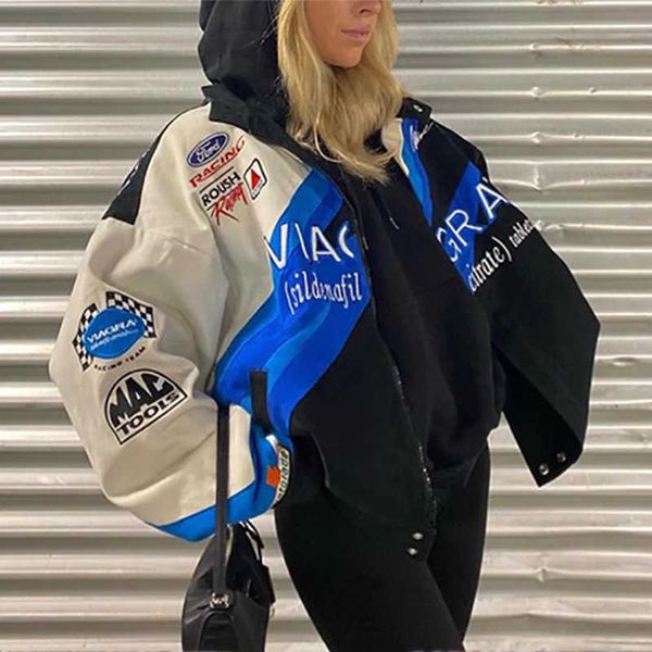 woman blue printed bomber jacket casual loose sports style baseball jackets women colorblock coat women spring autumn 220118, Black;brown
woman blue printed bomber jacket casual loose sports style baseball jackets women colorblock coat women spring autumn 220118, Black;brown