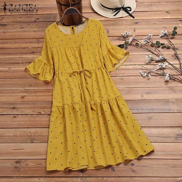 casual dresses zanzea women summer o neck flare sleeve party sundress polka dot printed dress female lace up ruffles vestido plus size, Black;gray
casual dresses zanzea women summer o neck flare sleeve party sundress polka dot printed dress female lace up ruffles vestido plus size, Black;gray
