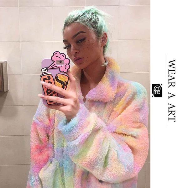 Womens Plush Blazer Coat Woman Rainbow Tie-dye Bathroom Clothes Girl Sexy Jacket Fashion Warm Thickening Street Fashion New Style 2021Winter, Black
Womens Plush Blazer Coat Woman Rainbow Tie-dye Bathroom Clothes Girl Sexy Jacket Fashion Warm Thickening Street Fashion New Style 2021Winter, Black