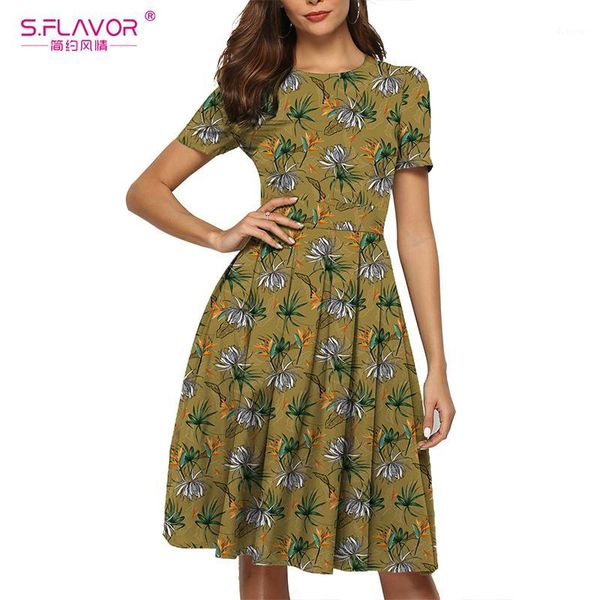 s.flavor women elegant o neck a-line dress vintage print party vestidos short sleeve women 2020 fashion summer casual dress1, Black;gray
s.flavor women elegant o neck a-line dress vintage print party vestidos short sleeve women 2020 fashion summer casual dress1, Black;gray