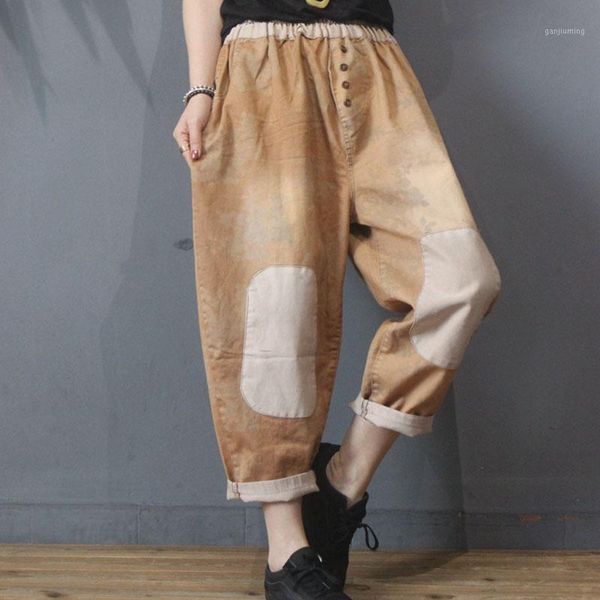 patchwork jeans woman harem pants retro loose large size comfort-fit 2020 spring summer denim pants boyfriend jeans for women1, Blue 
patchwork jeans woman harem pants retro loose large size comfort-fit 2020 spring summer denim pants boyfriend jeans for women1, Blue