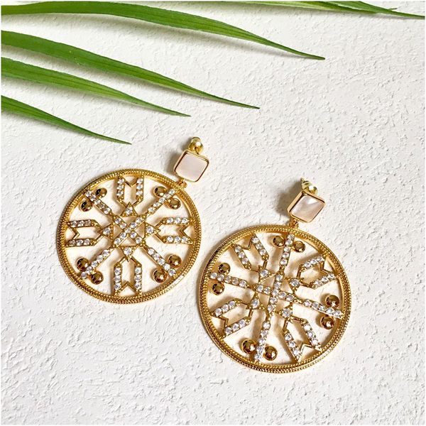 bohemian new fashion large round zircon earrings for women golden dangle earrings fashion jewelry for women with boxs, White
bohemian new fashion large round zircon earrings for women golden dangle earrings fashion jewelry for women with boxs, White