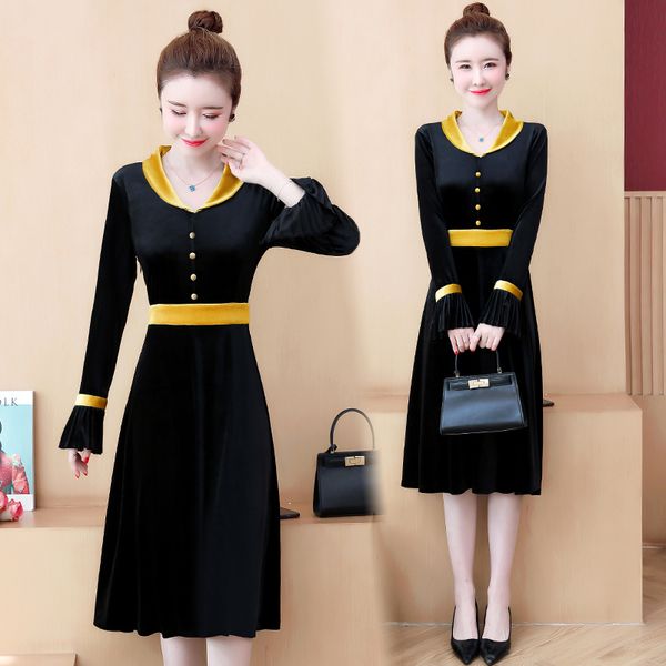 womens plus size velvet dressed in autumn fat casual lean winter woman dress skater swing clothes xbyp, Black;gray
womens plus size velvet dressed in autumn fat casual lean winter woman dress skater swing clothes xbyp, Black;gray