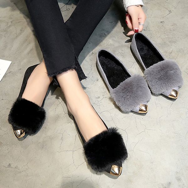 2020 winter shoes fur woman flats gold pointed toe slip on flat shoes plush warm women loafers faux fur zapatos mujer 6795, Black
2020 winter shoes fur woman flats gold pointed toe slip on flat shoes plush warm women loafers faux fur zapatos mujer 6795, Black