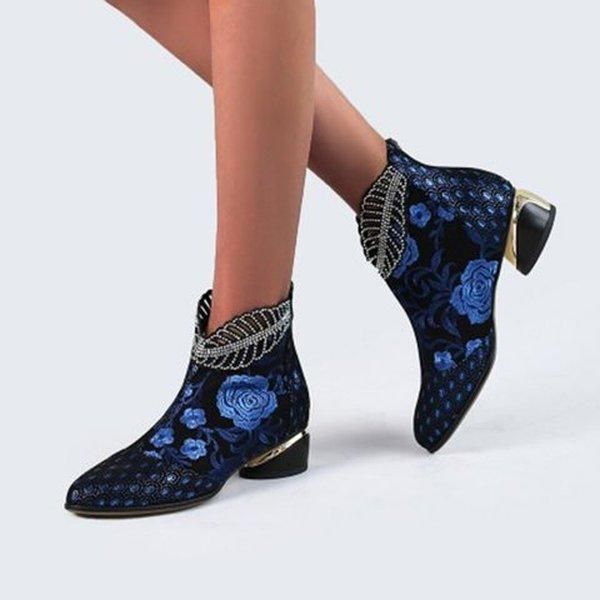 women ankle boots mid heels autumn embroidery pointed toe crystal shoes plus size gladiator booties woman mujer zapatos d2204, Black
women ankle boots mid heels autumn embroidery pointed toe crystal shoes plus size gladiator booties woman mujer zapatos d2204, Black