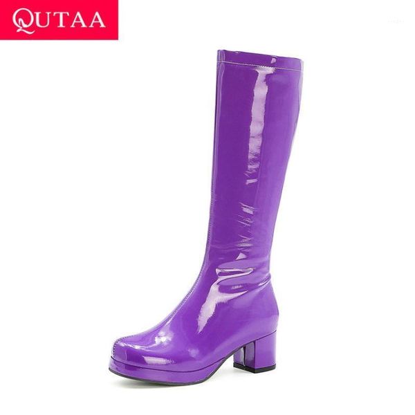 boots qutaa 2021 mid calf women platform pu patent leather zipper ladies pumps round toe square heel shoes big size 34-431, Black
boots qutaa 2021 mid calf women platform pu patent leather zipper ladies pumps round toe square heel shoes big size 34-431, Black