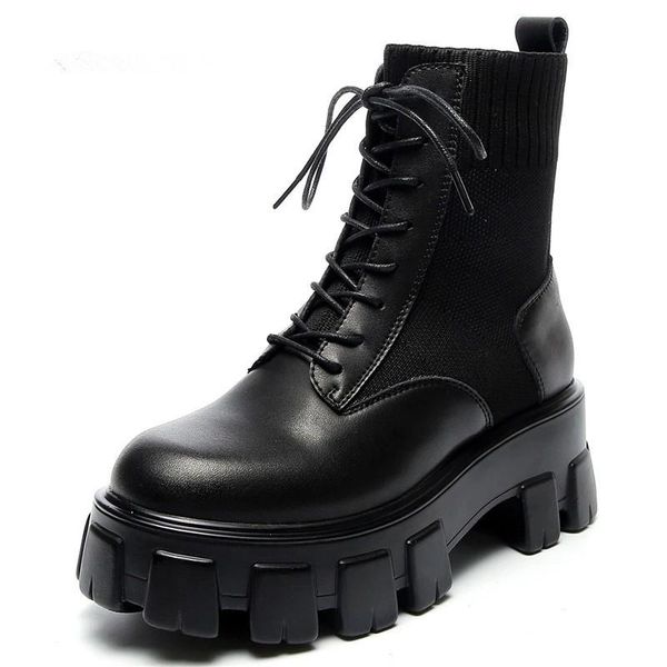 boots discvry genuine leather women's platform luxury designer women chunky style fashion ladies shoes lace-up footwear, Black
boots discvry genuine leather women's platform luxury designer women chunky style fashion ladies shoes lace-up footwear, Black