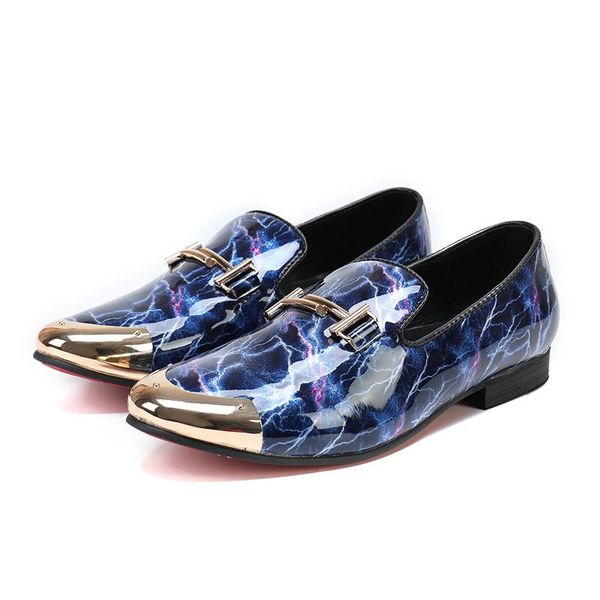 blue printed gold pointed toe men dress shoes leather italian male shoes wedding, Black
blue printed gold pointed toe men dress shoes leather italian male shoes wedding, Black