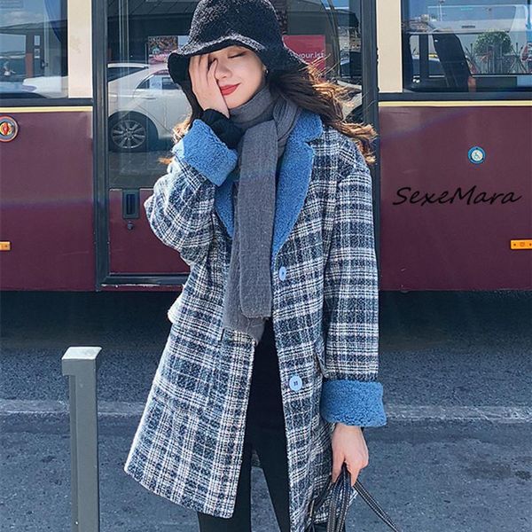 women's wool & blends korean style women coat winter 2021 fashion vintage plaid loose, Black
women's wool & blends korean style women coat winter 2021 fashion vintage plaid loose, Black